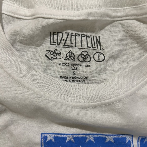 Led Zeppelin white American flag t shirt size small - Picture 3 of 4
